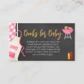 Pink Gingham BBQ Baby shower boeken voor Baby Informatiekaartje (Voorkant)