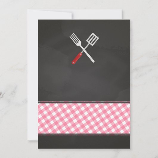 Pink Gingham BBQ Baby shower Kaart (Achterkant)