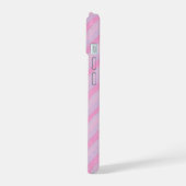 Pink Gingham Bear and Diagonal Stripes Phone Case iPhone 15 Case (Linkerkant)