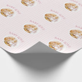 Pink Gingham Beatrix Potter-Baby shower Cadeaupapier (Hoek)