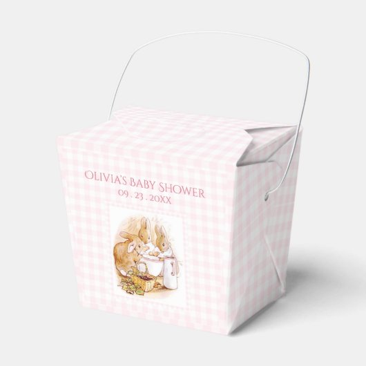 Pink Gingham Beatrix Potter Baby shower Favor Bedankdoosjes (Voorkant Zijde)
