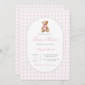 Pink Gingham Beer Baby shower Girl Kaart (Voorkant / Achterkant)