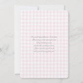 Pink Gingham Beer Baby shower Girl Kaart (Achterkant)