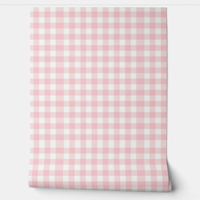 Pink Gingham Behang (Afrollen)