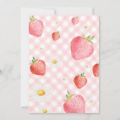 Pink Gingham Berry eerste verjaardagsfeestje Kaart (Achterkant)