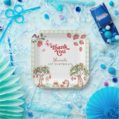 Pink Gingham Berry First Strawberry 1st Birthday Papieren Bordje (Feest)