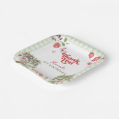 Pink Gingham Berry First Strawberry 1st Birthday Papieren Bordje (Gebogen)