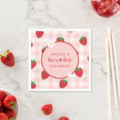 Pink Gingham Berry Sweet Birthday Servet (Insitu)