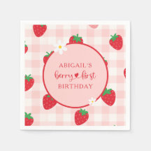 Pink Gingham Berry Sweet Birthday Servet