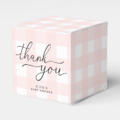 Pink Gingham Birthday Thank You Favor Box Bedankdoosjes (Voorkant Zijde)