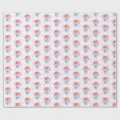 Pink Gingham Blue Floral Chinoisserie Cadeaupapier (Vlak)