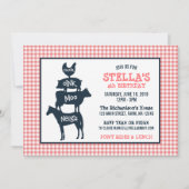 Pink Gingham Boerderij Theme Animal Girl Verjaarda Kaart (Voorkant)