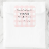 Pink Gingham Bookplate Sticker (Tas)