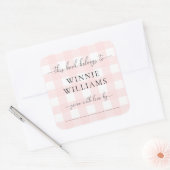 Pink Gingham Bookplate Sticker (Envelop)