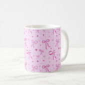 Pink Gingham Bow Aesthetic Mug Koffiemok (Voorkant rechts)
