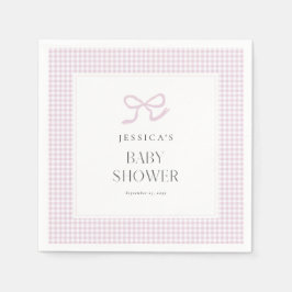 Pink Gingham Bow Baby Girl Baby shower servetten