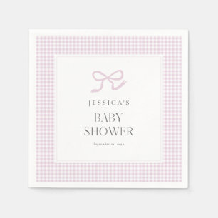 Pink Gingham Bow Baby Girl Baby shower servetten