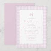 Pink Gingham Bow Baby Girl, Baby shower Uitnodigen Aankondiging (Voorkant / Achterkant)