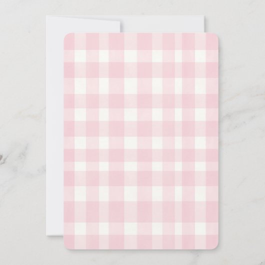 Pink Gingham Bow Baby shower Kaart (Achterkant)