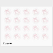 Pink Gingham Bow Baby shower Ronde Sticker (Vel)