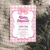 Pink Gingham Bow Baby shower Schattige Meisje Baby Kaart