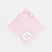 Pink Gingham Bow First Birthday Napkins Servet (Hoek)