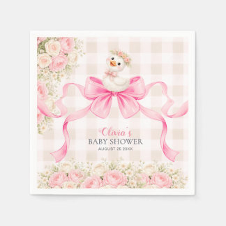 Pink Gingham Bow Goose Girl Baby Shower  Servet