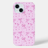 Pink Gingham Bow Phone Case (Achterkant)
