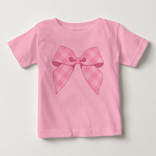 Pink Gingham Bow Pink Tutu Baby Bodysuit (Voorkant)