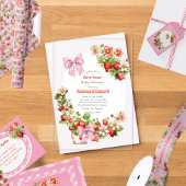 Pink Gingham Bow Strawbery Baby Shower Invitation Acryl Uitnodigingen