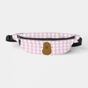Pink Gingham Brown Potato Heuptasje