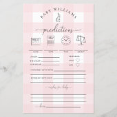 Pink Gingham Bunny Baby Predictions Game (Voorkant)