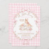 Pink Gingham Bunny Baby Shower Blush Dusty Pink Kaart (Voorkant / Achterkant)