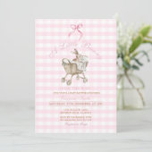 Pink Gingham Bunny Baby Shower Grandmillennial  Kaart (Staand voorkant)