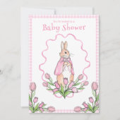 Pink Gingham Bunny Baby shower Kaart (Voorkant)
