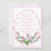 Pink Gingham Bunny Baby shower Kaart (Achterkant)