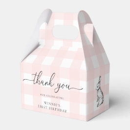 Pink Gingham Bunny Birthday Dank je wel Bedankdoosjes