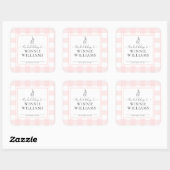 Pink Gingham Bunny Bookplate Sticker (Vel)