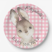 Pink Gingham Bunny Rabbit Baby shower Paper Bord (Voorkant)