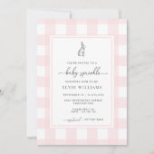 Pink Gingham Bunny Rabbit Baby Sprinkle Kaart (Voorkant)