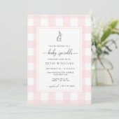 Pink Gingham Bunny Rabbit Baby Sprinkle Kaart (Staand voorkant)