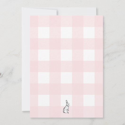 Pink Gingham Bunny Rabbit Baby Sprinkle Kaart (Achterkant)