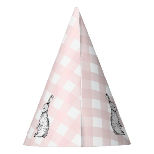 Pink Gingham Bunny Rabbit Feesthoedjes (Achterkant)