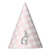 Pink Gingham Bunny Rabbit Feesthoedjes (Voorkant)