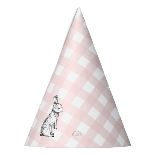 Pink Gingham Bunny Rabbit Feesthoedjes (Links)