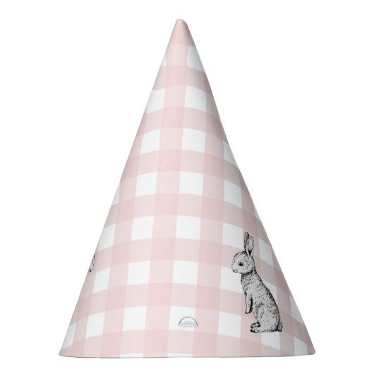 Pink Gingham Bunny Rabbit Feesthoedjes (Rechts)