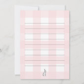 Pink Gingham Bunny Rabbit Flat Dank u kaart (Achterkant)