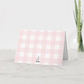 Pink Gingham Bunny Rabbit Gevouwen Dank u Kaart (Achterkant)