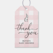 Pink Gingham Bunny Rabbit Hartelijk dank Cadeaulabel (Voorkant)