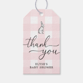 Pink Gingham Bunny Rabbit Hartelijk dank Cadeaulabel